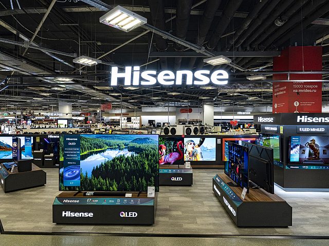 Бренд-зона для HISENSE & TOSHIBA в М.Видео МЕГА Белая Дача, изготовитель ЛазерСтиль