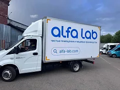 Полная оклейка будки ГАЗели NEXT для «Альфа-Лаб» и PURE TECH — фото 2, изготовитель Брендрайв