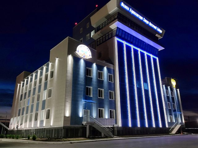Архитектурная подсветка здания АЭРОНАВИГАЦИИ ФГУП «ГОСКОРПОРАЦИЯ ПО ОРВД», изготовитель Ректайм
