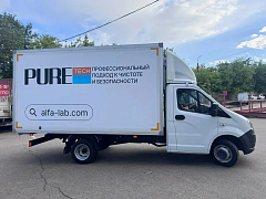 Полная оклейка будки ГАЗели NEXT для «Альфа-Лаб» и PURE TECH, изготовитель Брендрайв